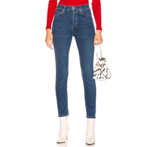 Re/Done High Rise Ankle Crop Skinny Jeans - Picture 1 of 9